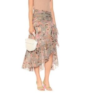 Ulla Johnson Ailie Cotton Silk Blend Metallic Skirt Size 2